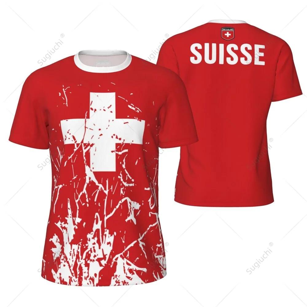 Switzerland Swiss Tshirt Suise MMA Boxing Muay Thai National Flag Training Print 3D Round Neck Short Sleeve Unisex Women Men Quick Dry Fitness Sport