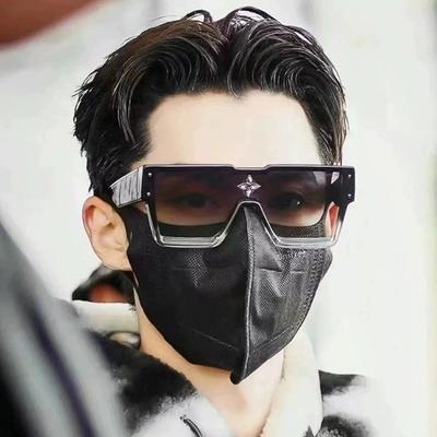 Diamond-Encrusted Square Frame 0k Rich One-Piece Sunglasses for Women High-End Sun Protection Stylish Fashion Sunglasses