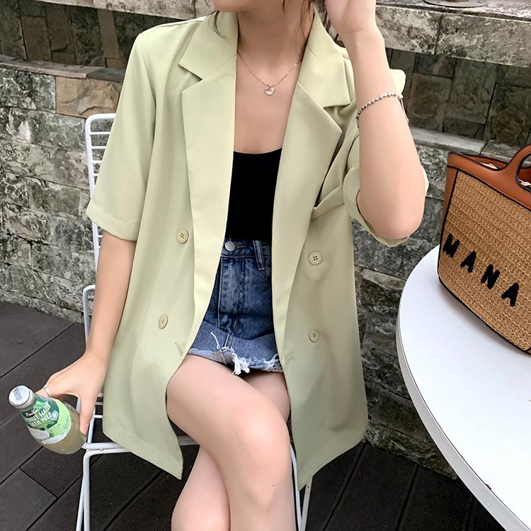 

DIMANAF 2025 Женская весенняя рубашка-блузка с коротким рукавом и пуговицами, модная свободная новая блузка One Size зелёный