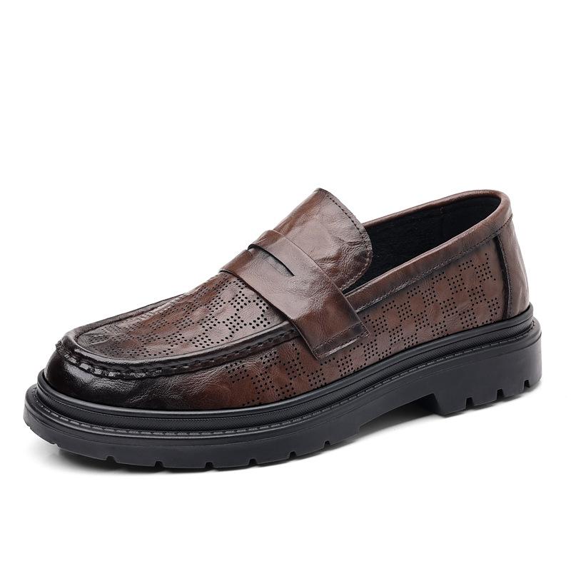 

Men s personalized formal leather shoes retro style low-top foot platform shoes four seasons new polished hollow casual leather shoes 44