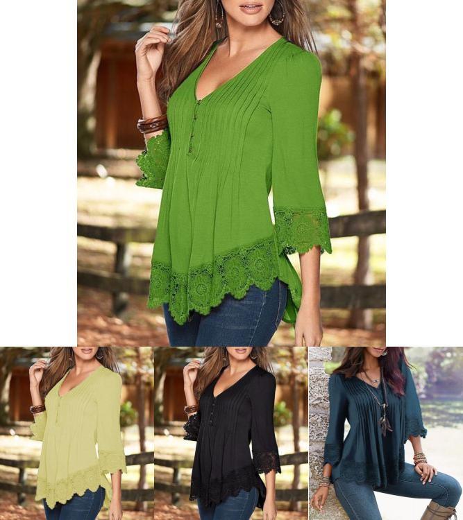 Premium Quality Women Ladies Casual Long Sleeve Lace Shirts Loose Blouses Plus Size