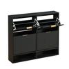 120 x 24 cm Shoe Cabinet with Grooved Front – Height-Adjustable with Anti-Tip Device and Decorative Table for the Hallway, in Black