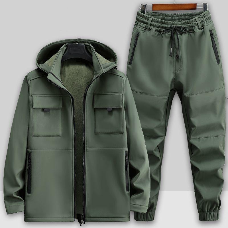 Autumn and Winter Models Plus Velvet Jackets Overalls Suits for Men and Women Thickened Windproof, Waterproof, Cold and Warm Tooling
