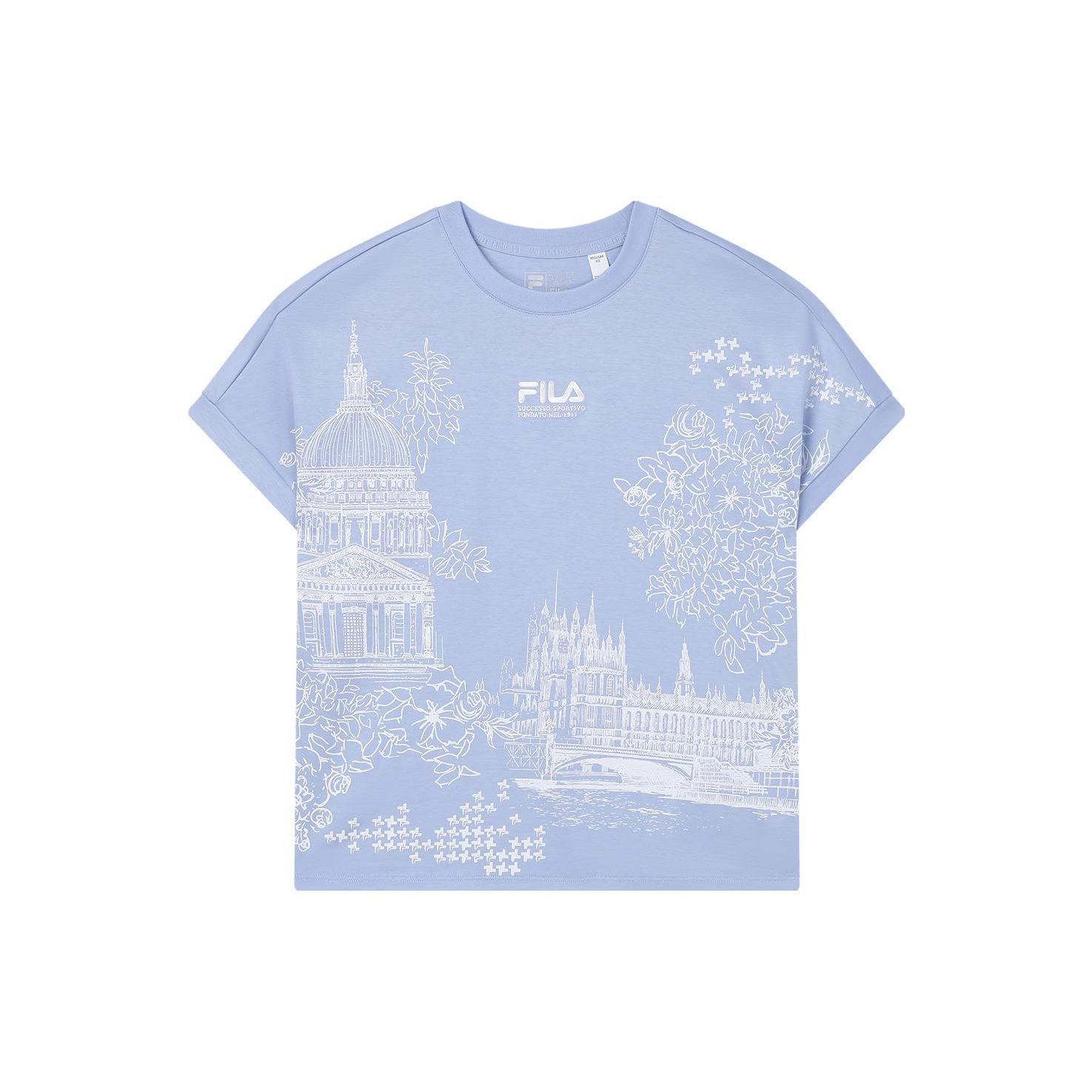 

Fila Официальная женская футболка с коротким рукавом 2023 года, осенняя тематика, модный повседневный вязаный топ, женские топы, звездно-фиолетовый F11W338109FVT S