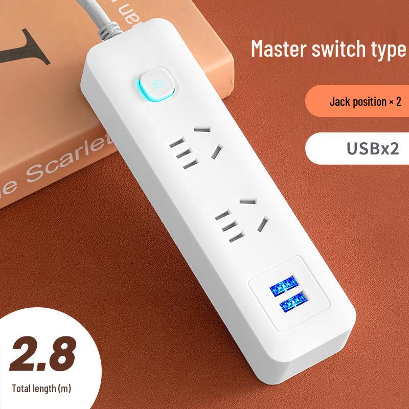 Multi-Function Household Power Strip with Cord, featuring a Multi-Hole Socket Panel for Dorms