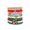 Christmas Contrasting Soft Pottery Letter Elastic Bracelet, Creative Festive Colored Beaded Hand Jewelry