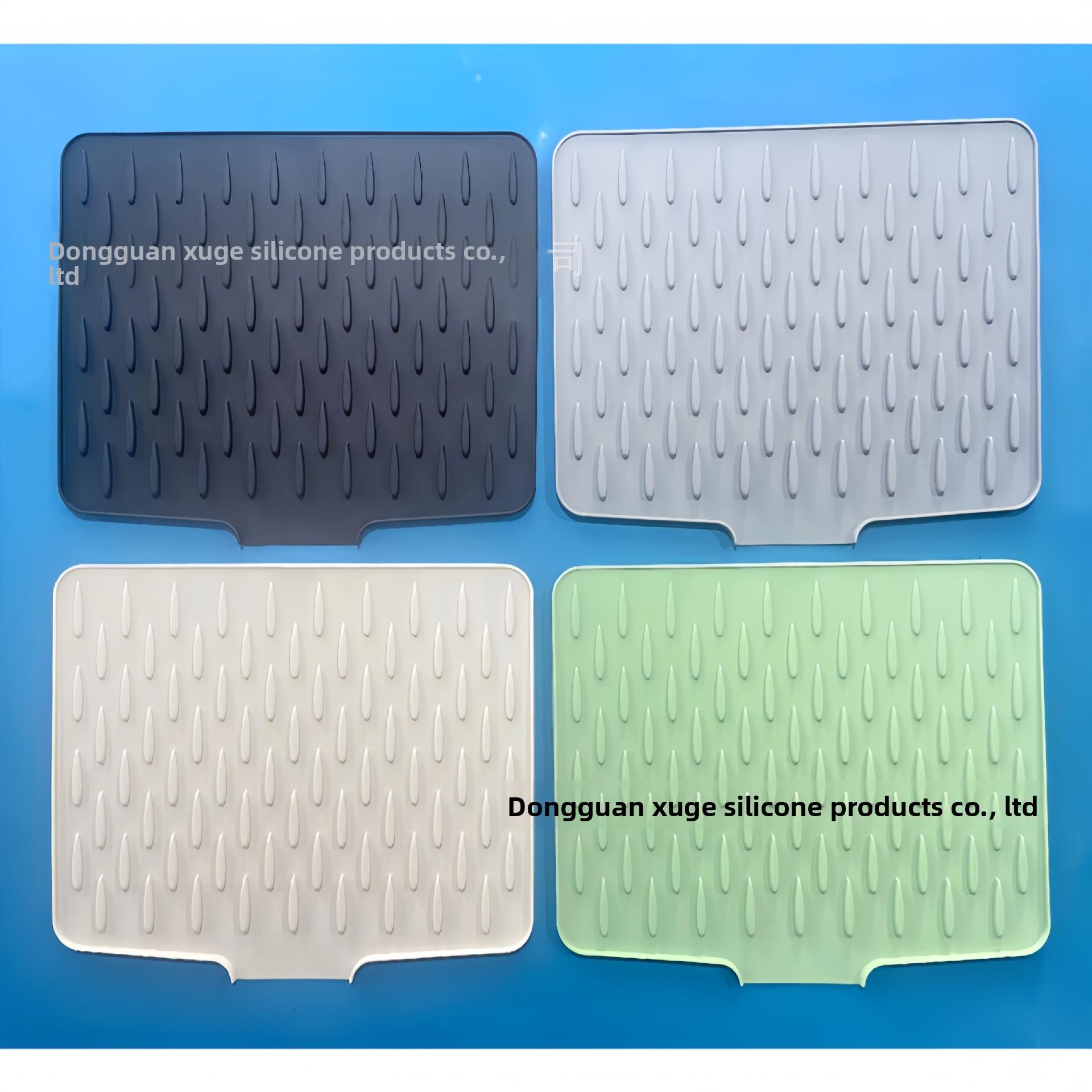 

1 шт. Силиконовый коврик для сушки кухонной раковины, нескользящая сушилка для посуды, подкладка для отвода воды для столешниц 40x30x1.3cm серый