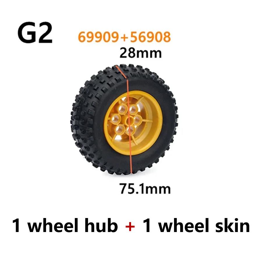 1Pcs Technical Tire & Wheel Hub Building Blocks Compatible with MOC Car Truck Parts