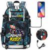 Print Kids Backpack with USB Charging Port, Teenagers School Bookbag, Lightweight Travel Daypack with Headphone Jack Anti-Theft Design