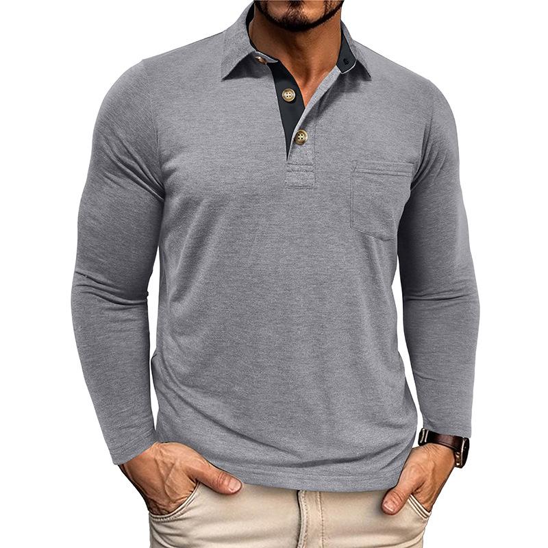 2025 New Autumn and Winter Men's Long-sleeved Lapel T-shirt Polo Shirt
