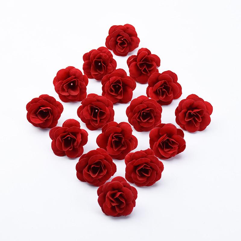 10/20pcs Silk Red Roses Head Decor Home Scrapbook Wedding Bridal Accessories Festival Decoration Diy Gift Box Artificial flowers