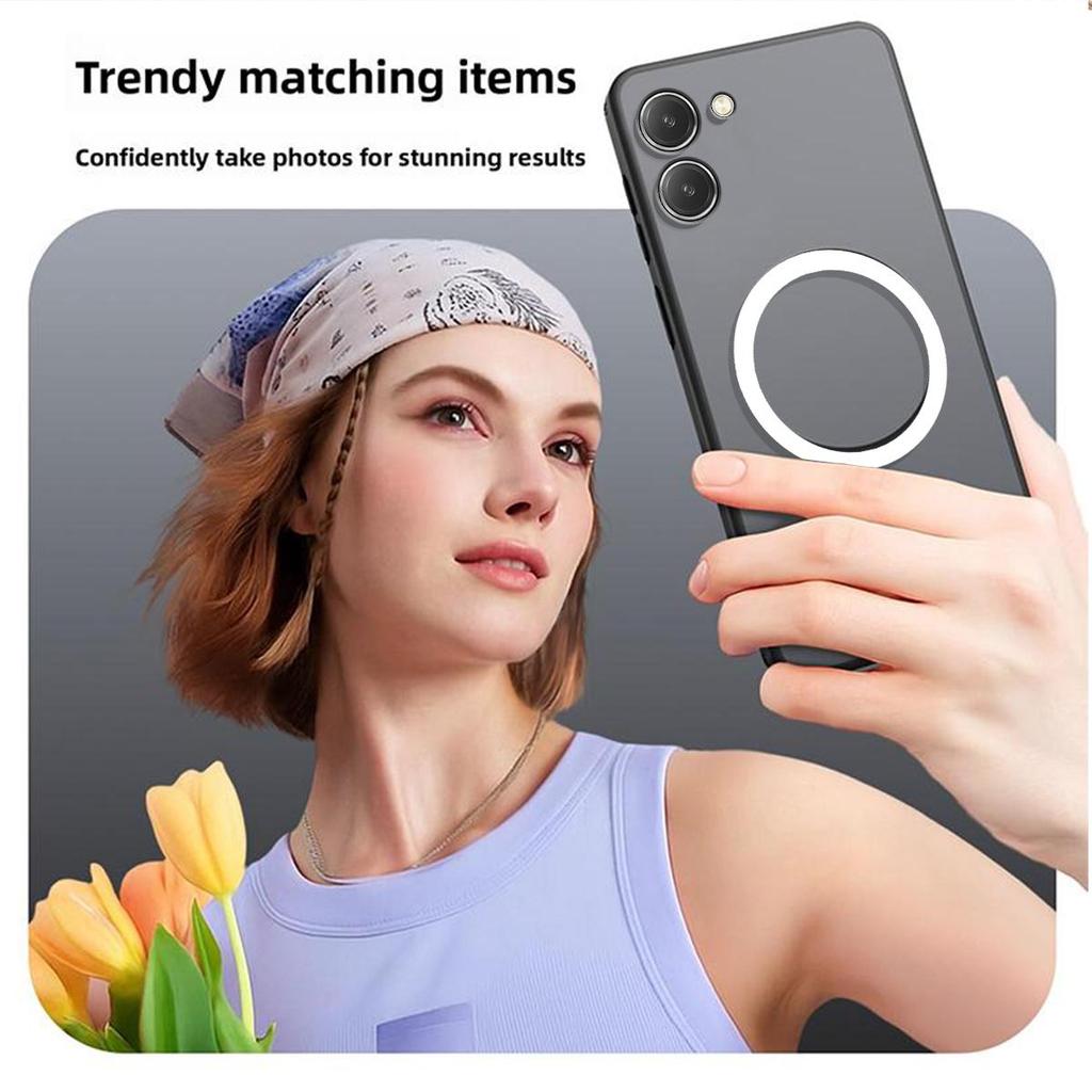 Magnetic Iron Ring Phone Case for HONOR X7e Matte Soft TPU Shockproof Cover