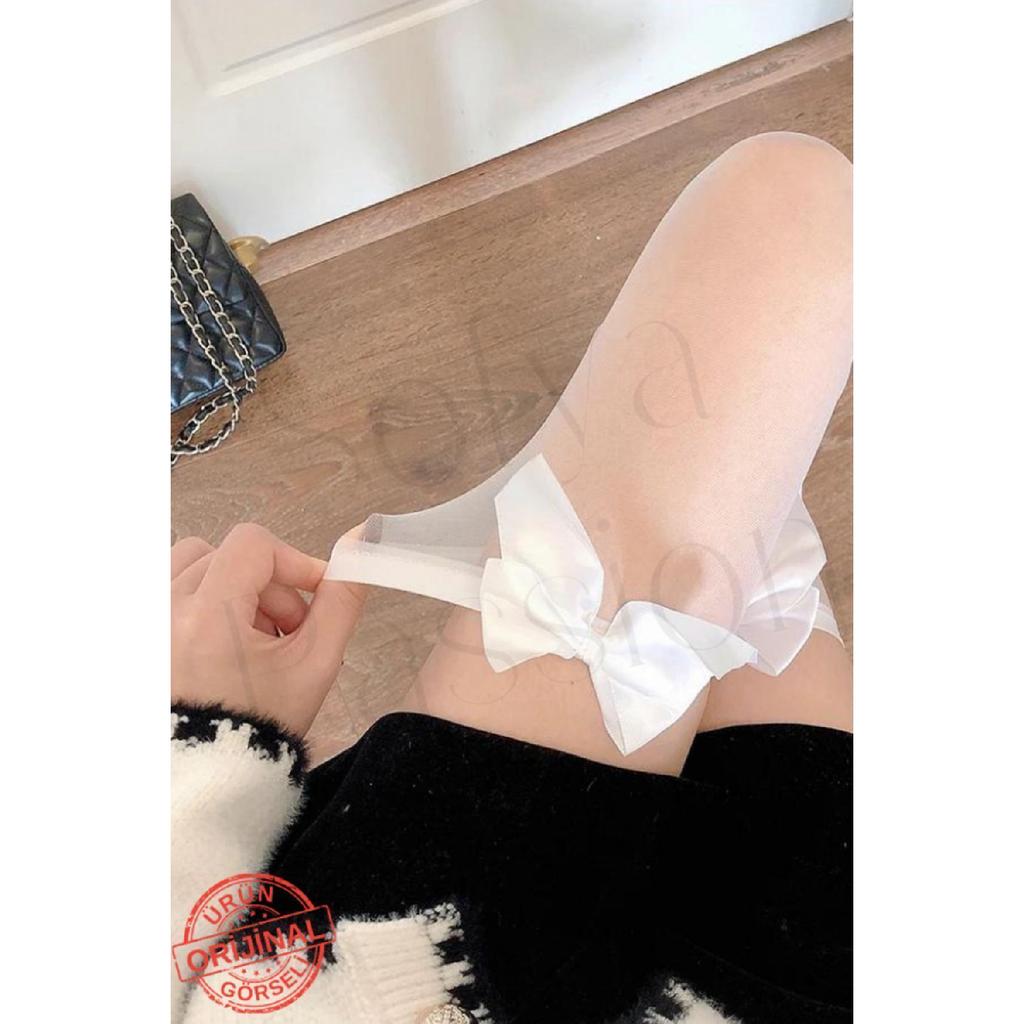 Black Bowl Black Garter Socks On The Knee - Nose Reinforced, Durable Flexible Black Women's Socks