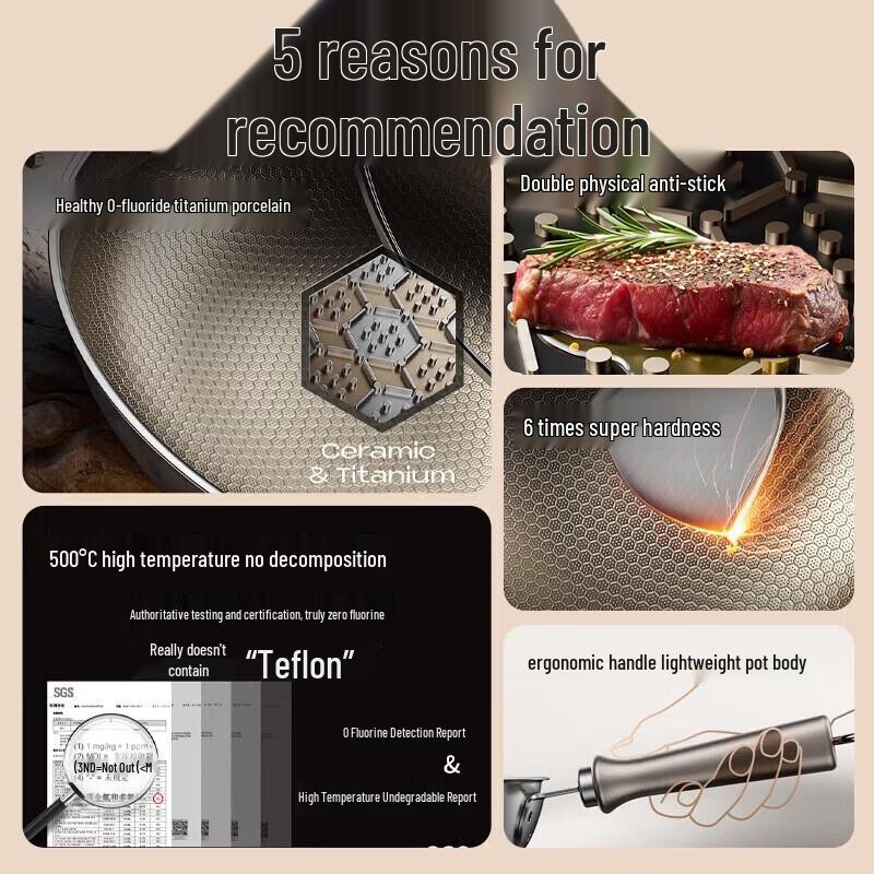 Joyoung Titanium Honeycomb Non-stick Stainless Steel Wok