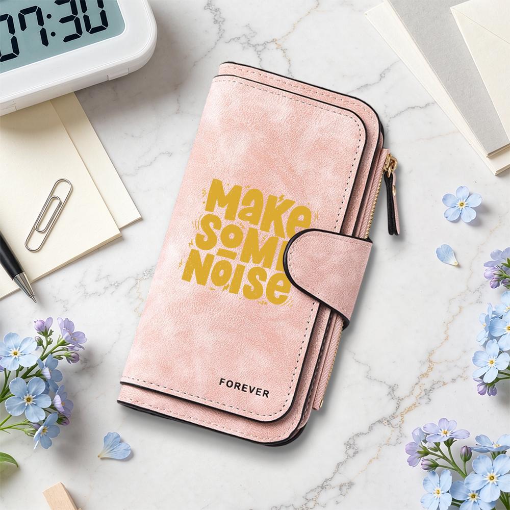 Trendy Text Print Long Wallet Casual Multislot Portable Purse Stylish Slim Daily Carry Wallet