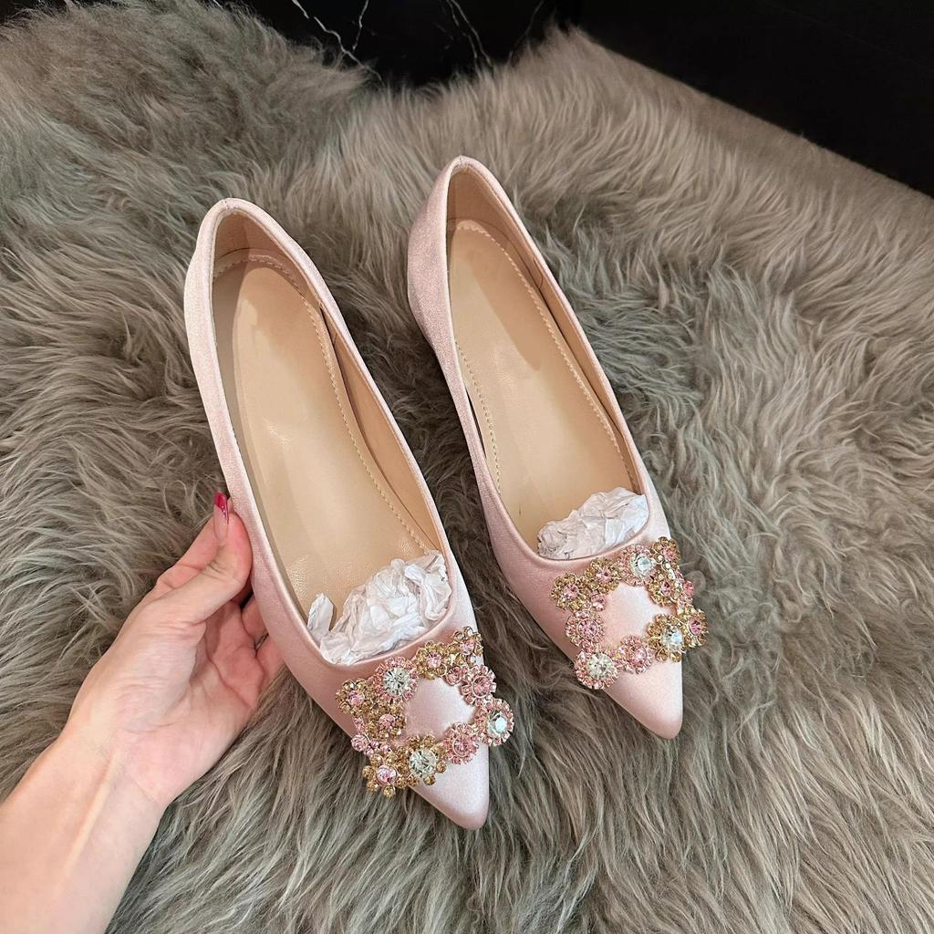Rhinestone 5cm inner height increase single shoes femininity women's shoes pointed high heels new French wedding shoes shallow mouth shoes