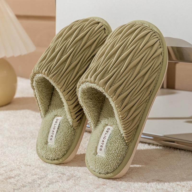 Cotton slippers women spring autumn winter winter home use indoor non-slip home warmth plush couple men