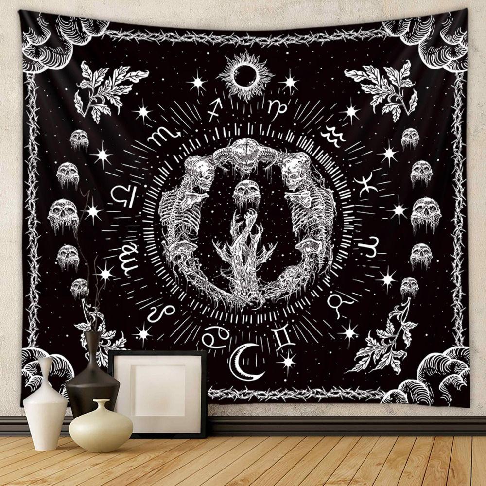 Psychedelic Black Skeleton Tapestry Gothic Wall Rug Wall Hanging Blanket  Home Decoration