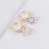 Pink Zircon Four-Leaf Pearl Ear Cuffs with S925 Silver Hypoallergenic Studs – Elegant and Sweet Zircon Inlaid Earrings