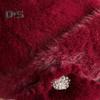 Mid-aged Women Winter Hat Thick Plush Faux Fur Heat Retention Windproof Solid Color Rhinestone Decor Outdoor Cycling Skiing Beanie