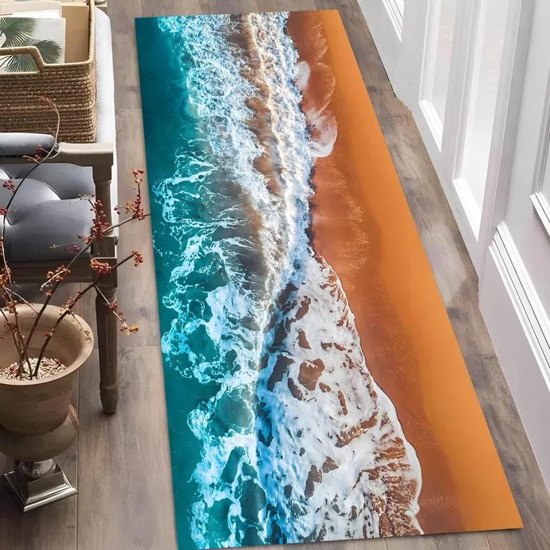 

Пляжный коврик Sea Runner с дизайном Небо Облако Морская волна, Нескользящий ковер для внутреннего и наружного декора, Ковер для гостиной, прихожей, балкона 40X120CM