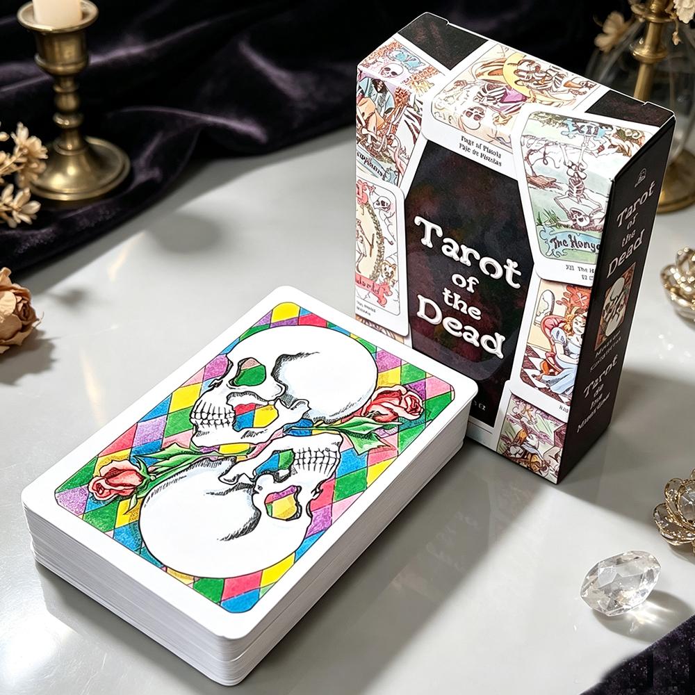 10.3*6cm Tarot of The Dead, 78 Skeleton Tarot Cards - Watercolor Skull Art Divination Tarot Deck for Tarot Reading