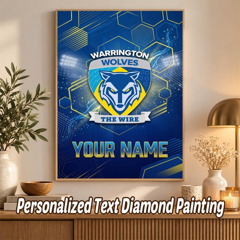 Warrington Wolves FC Custom Name Text 5D Diamond Painting Kit DIY Full Drill Diamond Art Decoration