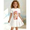 3D Cute Printed Dress for Young Girls, Short Sleeved Round Neck Children's Party A-line Dress Suitable for Birthday Gifts