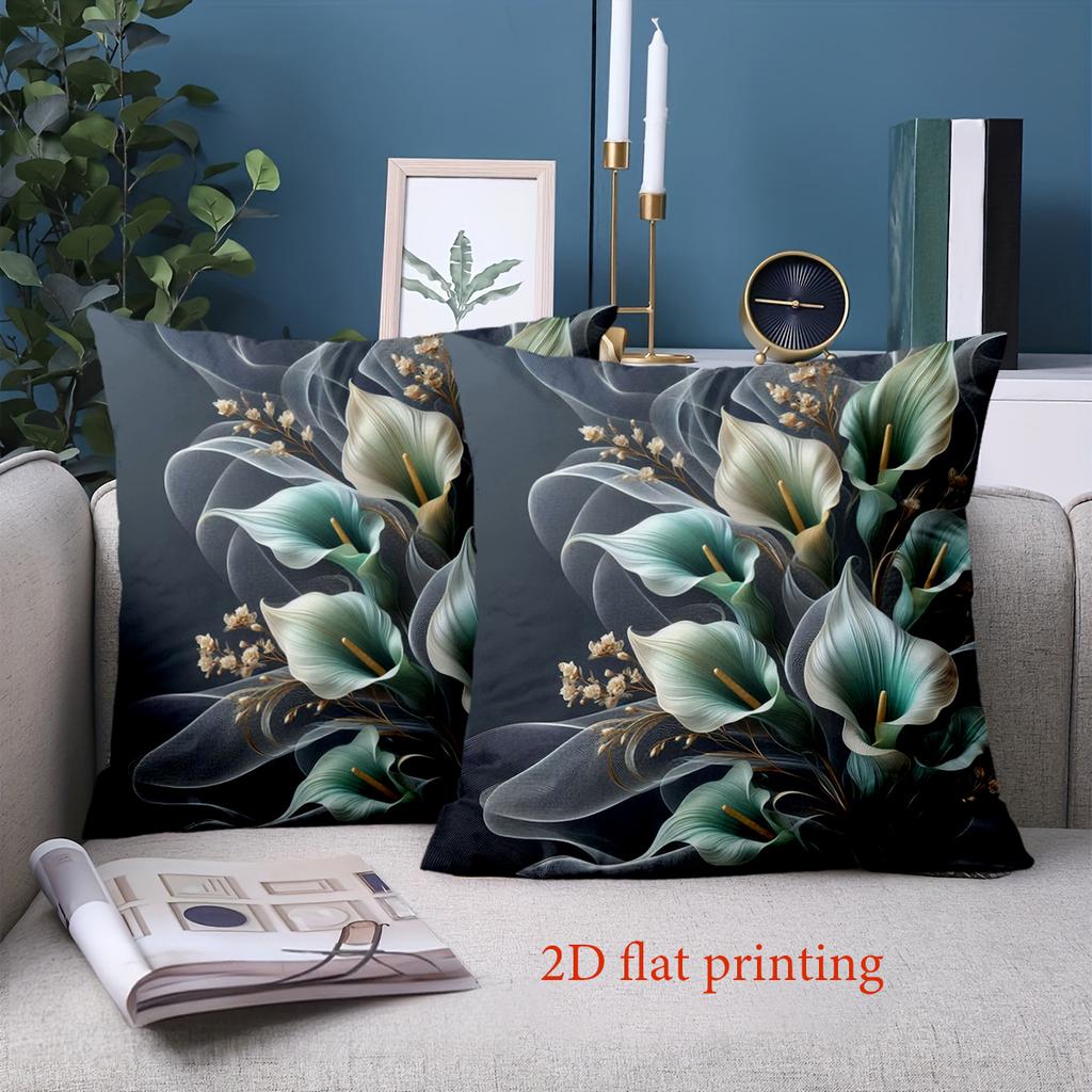 1 Pieces Floral 2D Printed Cushion Covers for Home Decor Polyester Pillowcase, Sofa Decorative Cushion Cov Headboard Pillow