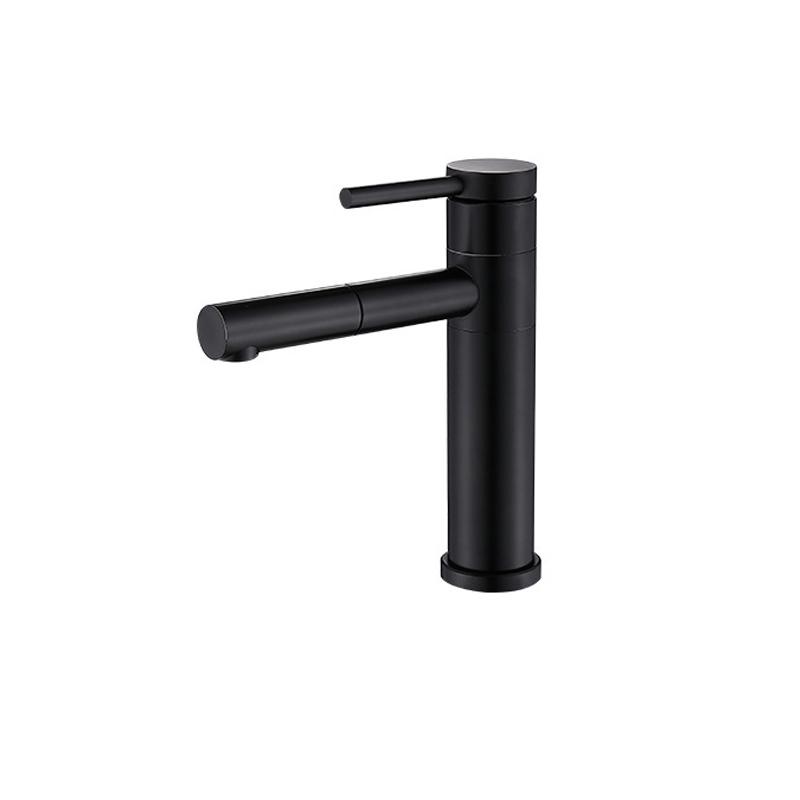 Bathroom Basin Faucet Deck Mounted Single Handle 360° Swivel Black Tap 304 Stainless Steel Cold and Hot Water Mixer Sink Taps