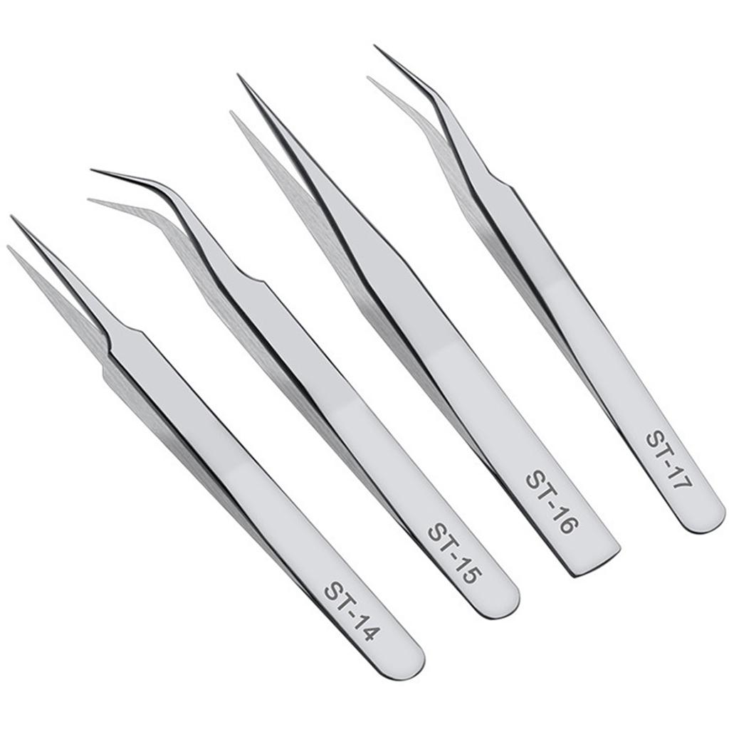 Stainless Steel Anti-iodine Tweezers Long Straight Forceps 12.5cm-30cm Straight Elbow Head Tools