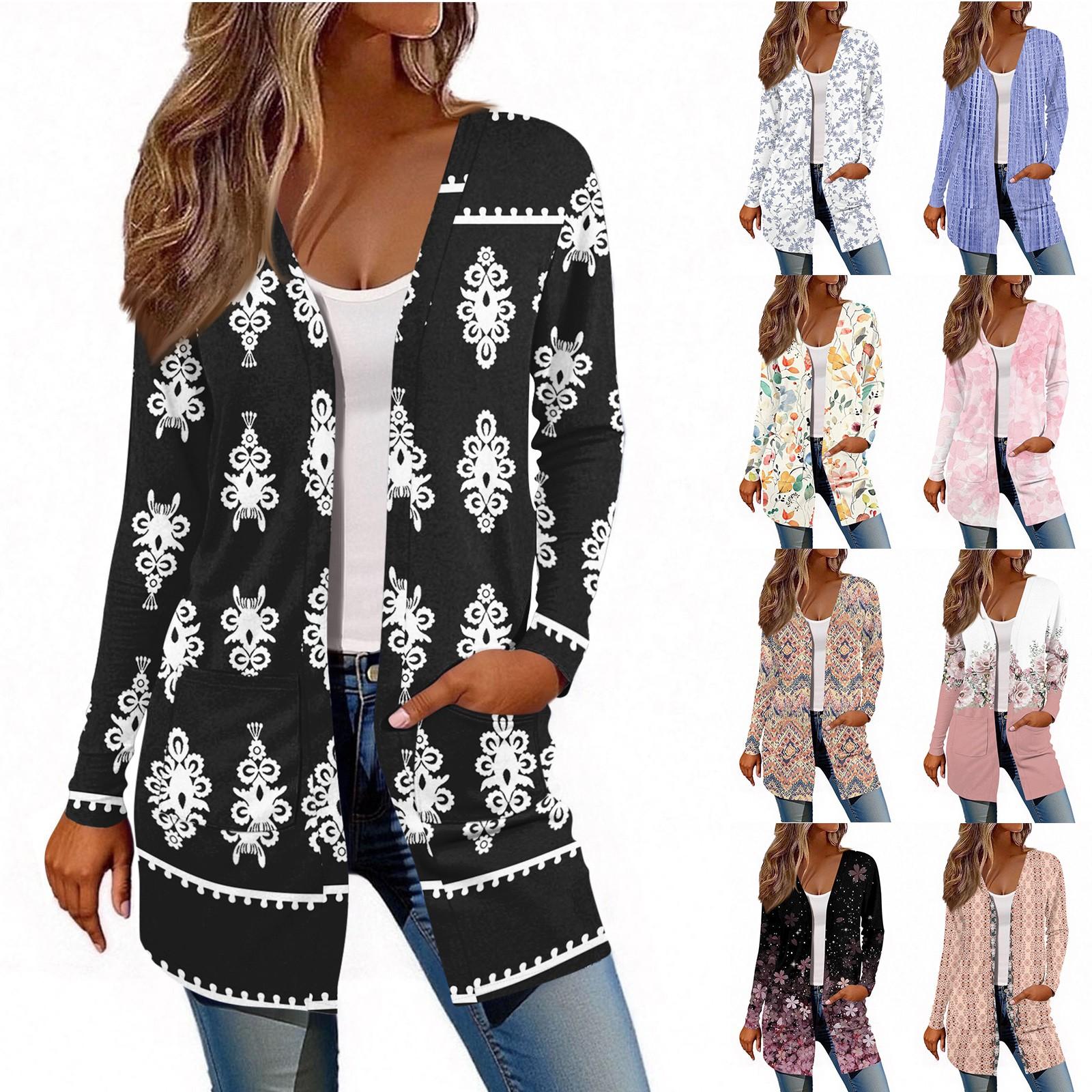 

Women s Long Sleeve Cardigan Casual Jacket With Pockets Top M золотий