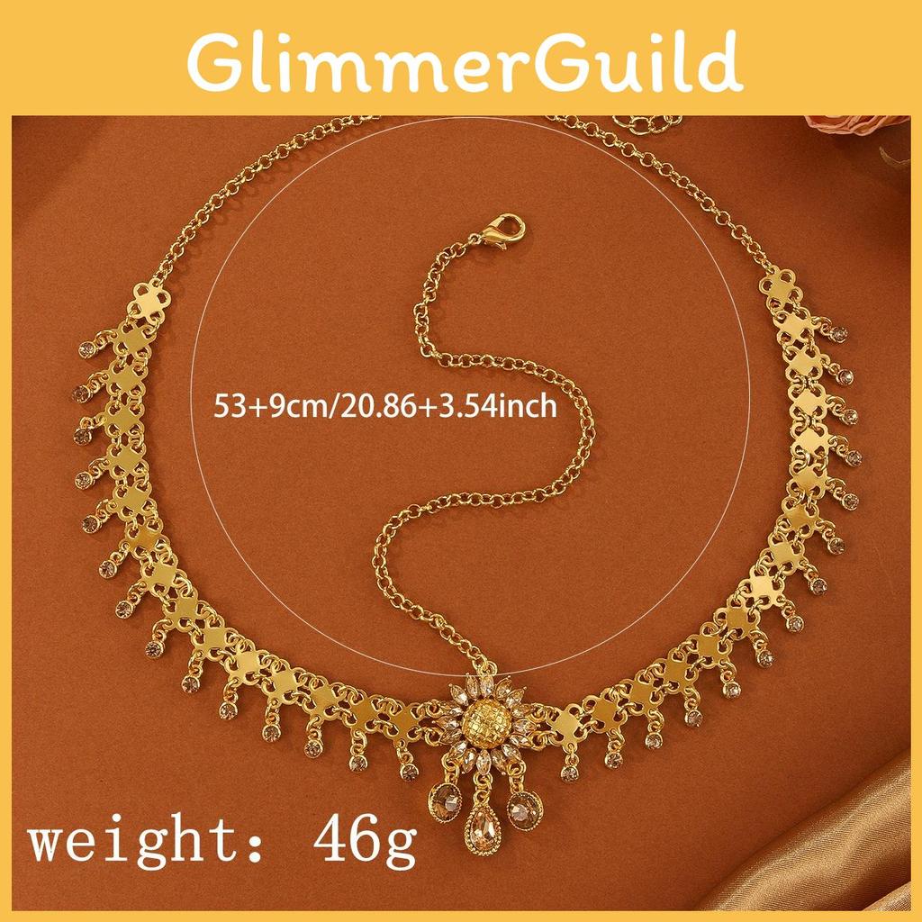 Head Jewelry Artistic With Water Drop Crystals And Sunflower Design For Women