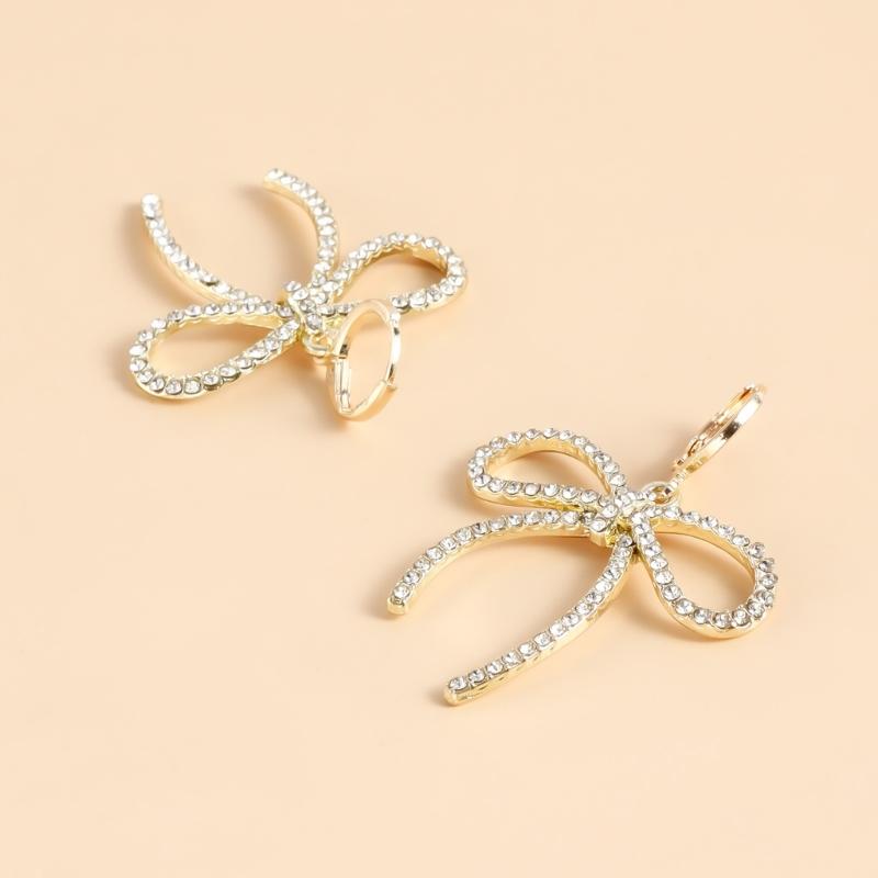 Elegant Gold Plated Metal Earring Unique and FashionableThin Hoop Earring with Unique Details Cute Bowknot Ear Rings