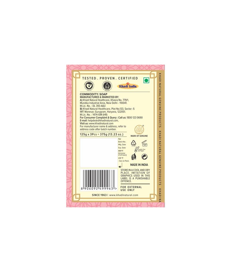 KHADI NATURAL Rosewater Soap Combo Pack Of 3 – 125gm Each