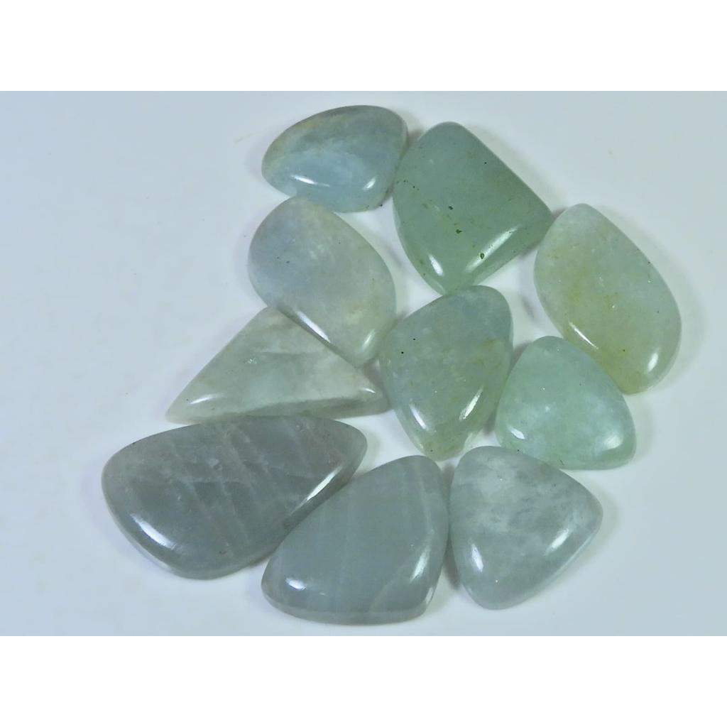 229Cts. Natural Aquamarine Fancy Cabochon Loose Gemstone 10 Pcs Lot 20-34 MM C-1492