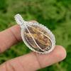 Anniversary Gift For Her Natural Coconut Jasper Pendant Wire Wrap 925 Silver