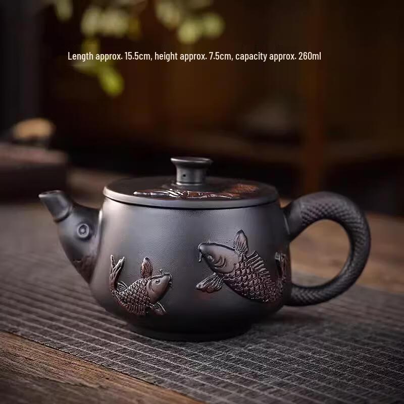 Chaxun Handmade White Porcelain Teapot with Dragon & Phoenix Relief