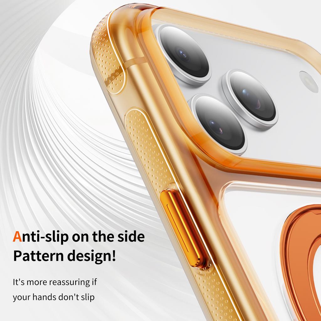 Crystal Clear Magnetic Case With Metal Gear Kickstand Anti Slip Raised Camera Protection For iPhone 12 13 14 15 16 17 Pro Max Wireless Charging