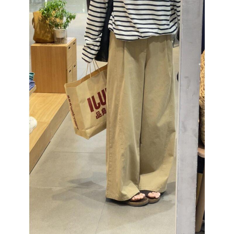 2026 Super Stylish Workwear Pants in Khaki, Wide-Leg, Slimming, Plus Size, Japanese Style, Relaxed and Lazy Vibe Pants for Spring