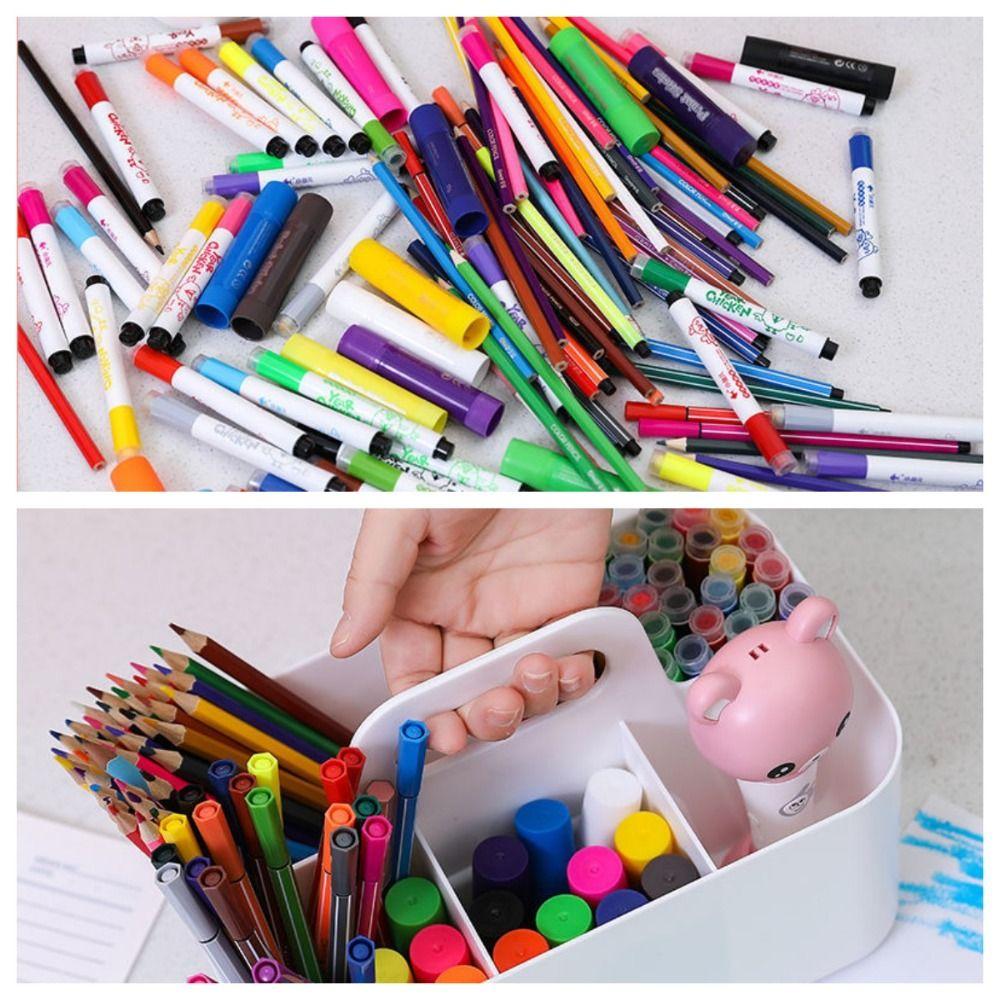 

Space Saving Marker Holder Large Capacity Cosmetic Storage Basket Storage Box Art Supply розовый