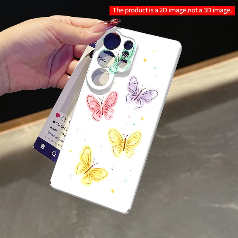 2DFlat Samsung phone case Pastel Butterflies Design Applicable to Galaxy S23 S24 S25ULTRA S26 A12 A14 A15 A16 A54 A55