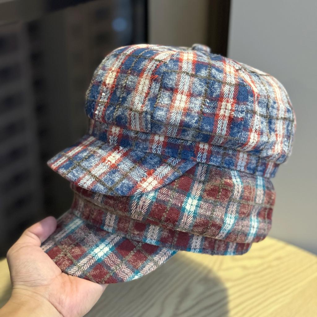 Octagonal Hat for Women Casually Going Out on The Street with Big Head and Face Little Painter's Newsboy Hat Fashionable and Versatile