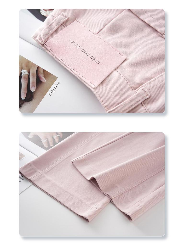 Pink High-Waisted Wide-Leg Micro-Flare Jeans for Women - 2025 Spring/Summer Collection