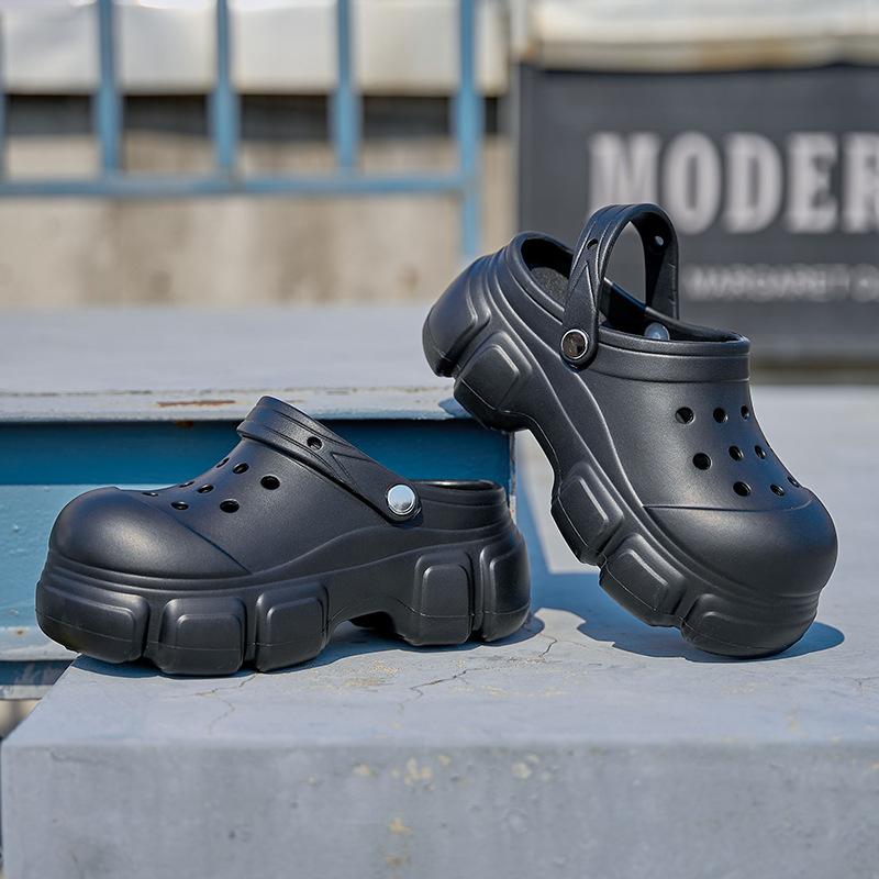 Damen Sommer Clogs Outdoor Wasserdicht Plateau Sandalen Strandschuhe Frauen 7cm Hohe Ferse Hausschuhe