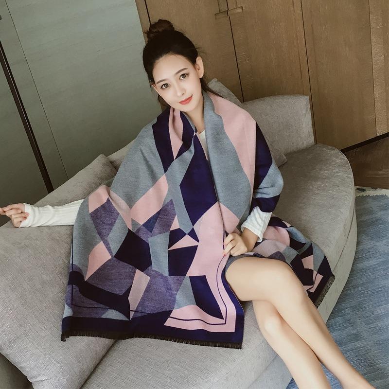 Autumn and winter versatile large shawl new dual-purpose warm student long thickened scarf women's winter