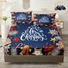 Christmas Themed Polyester Bedding Set - Soft Sanded Digital Print, 3-Piece Fitted Sheet and Pillowcase Set, Woven Fabric