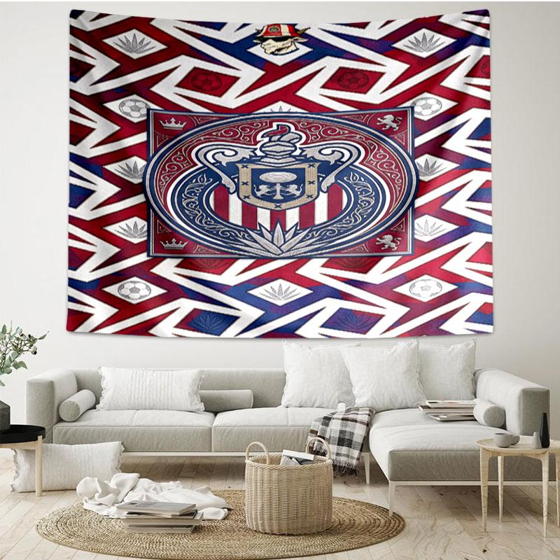Club Deportivo Guadalajara Print Tapestry - Portable Wall Decor Cloth, for Home, Dorm, Travel, Bedroom, Living Room - Ideal Birthday Housewarming Gift