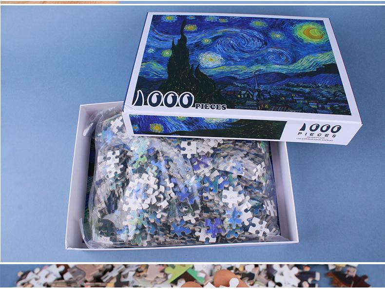 Tisícidílné zakázkové puzzle pro věk 3-10 let, vzdělávací hračka a připravené k zarámování pro dospělé a děti