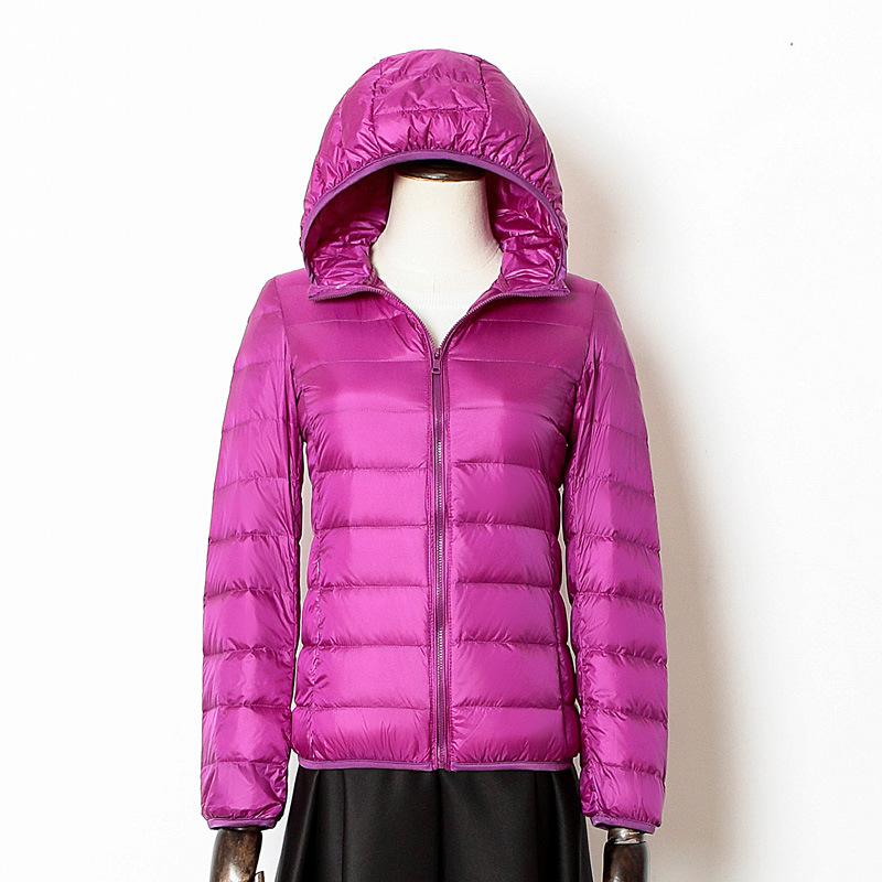 Winter light and thin casual hooded down jacket women's simple short fashion women